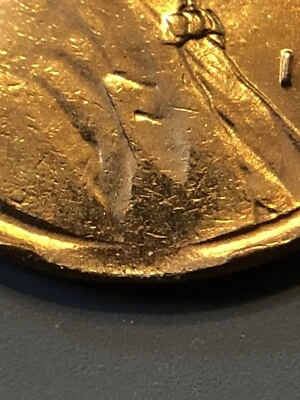 1944-P 1C LINCOLN WHEAT CENT MINT ERROR "CLIP"GEM BU RED. - Image 1 of 4