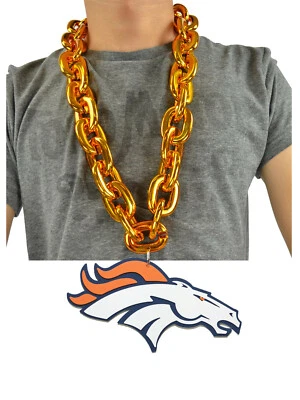 Nuevo NFL Denver Broncos DORADO Fan Cadena Collar Espuma Hecho en EE. UU. Foto 1 de 4