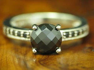 925 Anello IN Argento Sterling con Onice Ricoperto / Vero Argento / Rg 54/4,6g - Foto 1 di 3