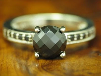 925 Anello IN Argento Sterling con Onice Ricoperto / Vero Argento / Rg 54/4,6g - Immagine 1 di 3