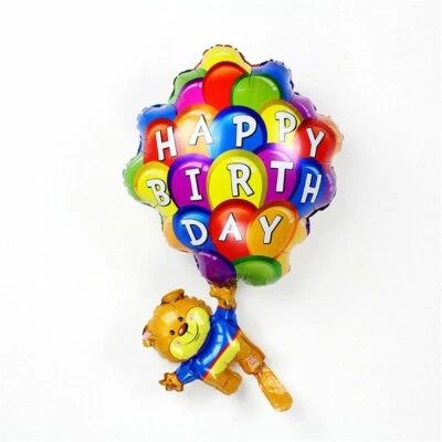 Happy Birthday Balloons Bear Parachute Foil Balloon Party Self Inflating UK — 第 1/2 张图片