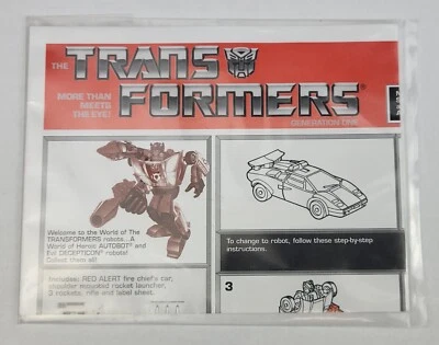 Transformers Commemorative Series Red Alert Instruction Sheet 2003 *SEALED* - Image 1 of 2