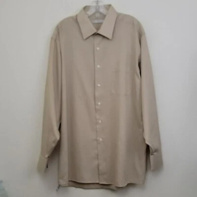 Camisa de vestir Geoffrey Beene bronceada sin arrugas manga larga 18 XXL Foto 1 de 4