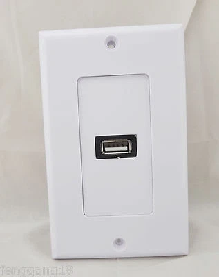 1pc Premium 1-Port USB 2.0 Wall Socket Charger PVC Outlet Power Face Plate Panel - Image 1 of 4