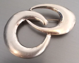 925 Brushed Sterling Silver Mexico Modernist Pin Brooch Vintage w/ Hang Tag - Picture 1 of 5