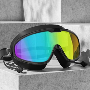 Men Women Waterproof Swimming Goggles UV Anti-Fog Swim Glasses w/Earplus Black - Picture 1 of 6