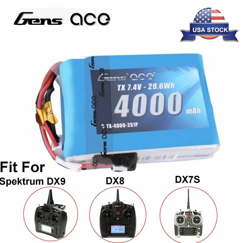 Gens Ace 4000mah Spektrum Transmitter TX Battery DX7S DX8 DX 7S SPMB4000LPTX - Image 1 of 1