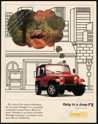 Jeep Wrangler 1987 SUV rojo foto anuncio impreso vintage Foto 1 de 4