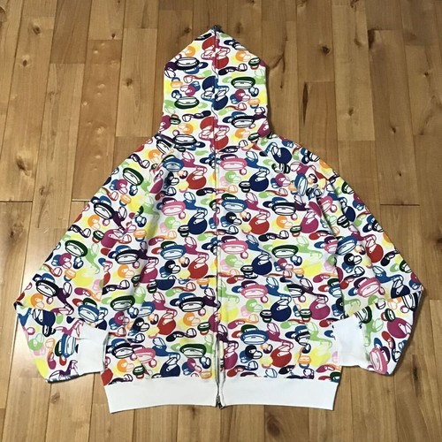 A BATHING APE (BAPE) a Bathing Ape Milo Multi Camo Felpa con Cappuccio Full Zip Bianca Taglia M Usata 2504SM