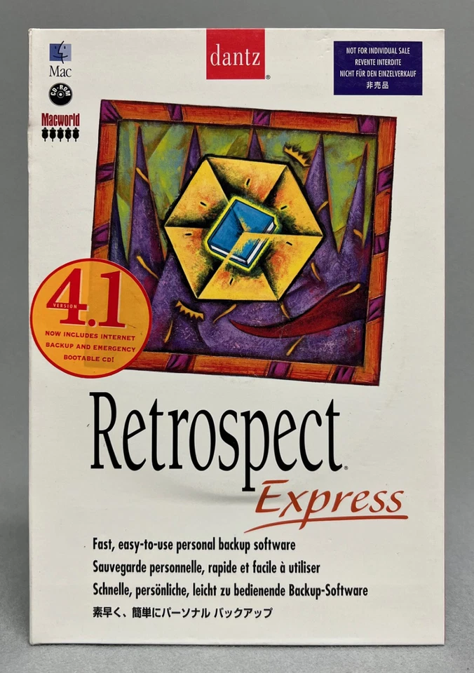 Dantz RETROSPECT EXPRESS 4.1 for Mac • VINTAGE BACKUP SOFTWARE • Unused CD-ROM - Image 1 of 4
