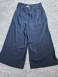 Zara Trafaluc Collection Hose Damen 12 weites Bein cropped schwarz seidig Workwear - Bild 1 von 11