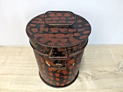 Antique Biscuit Tin with Original Paint Decorated Surface Nice Primitive Tinware - Image 1 of 4