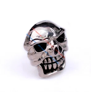 10X Biker Shiny Silver Angry Skull Leathercraft Belt Conchos Button Rivet Back - Picture 1 of 10