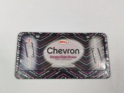 Bell CHEVRON Rhinestone LICENSE PLATE FRAME Hot Pink Bling Die-cast Metal NEW  — 第 1/4 张图片