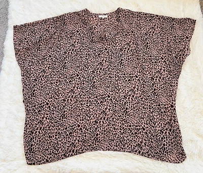 Umgee Womens Top Size 2XL Pink Leopard Peasant Boho Boxy Mob Wife Festival 15063 - Image 1 of 4