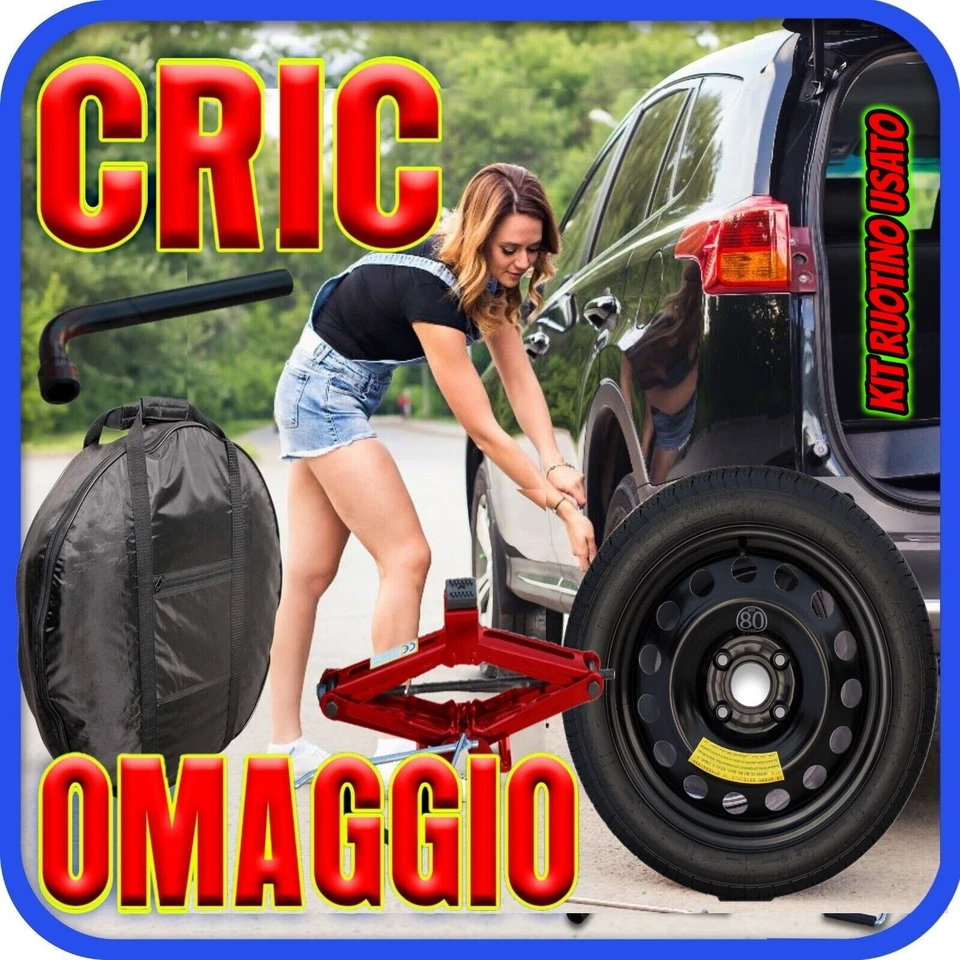Ruotino Fiat Grande Punto / Punto Evo 15" Ruota di Scorta  kit Cric Chiave Sacca - Immagine 1 di 1