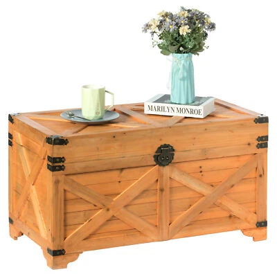 New Barn Design Large Decorative Farmhouse Wooden Storage Trunk Chest - Image 1 of 4