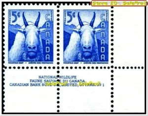 2x CANADA 1955 MOUNTAIN GOAT FV FACE 10 CENT MNH VINTAGE PAIR NO. 1 CORNER STAMP - Picture 1 of 2
