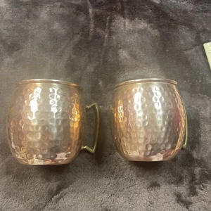 Moscow Mule Mugs/Cups Copper With Brass Handles Used Lot of 2 - Picture 1 of 5