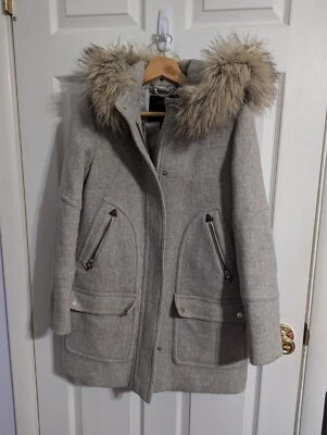 J Crew Chateau Parka Italian Fabric Wool Coat Jacket Women’s Size 0 Grey Stadium - Image 1 of 4