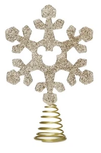 Disney Mickey Mouse Tono Dorado Brillo Copo de Nieve Árbol de Navidad Topper Nuevo En Caja - Imagen 1 de 4