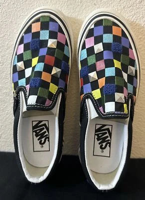 Vans Classic без шнуровки смешанные материалы радужная шахматная доска женская 5,5 VN0A5KX8AWC - Изображение 1 из 4
