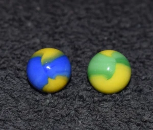 ⭐2 Vintage Marble King Cub Scout 💙💛💚 Girl Scout Toy Marbles Size .625" MINT - Picture 1 of 4