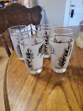 Vintage Libbey MCM Drinking Glasses With Silver/Pewter Leaves