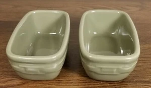 Longaberger Pottery Woven Traditions Sage Green Dash Bowls Set Of 2  EPC! - Picture 1 of 8