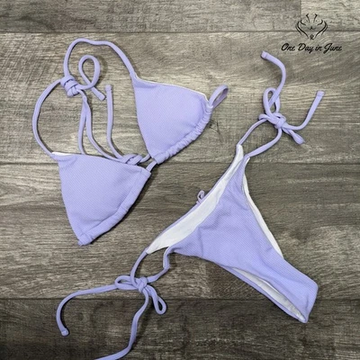 ODIJ Ribbed Triangle Brazilian Bikini Swimsuit Size M - Image 1 of 2