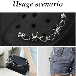 2 PCS Stud & Thorn Shoe Charms DIY Removable Fashion Chain Metal Punk Style - Picture 1 of 6