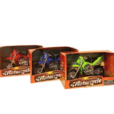 1:18 Scale Motorcycles Motocross Dirt Bike Toy Bike Lot Of 3 Blue Green Red  - Image 1 of 4