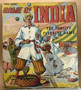 Original GAME OF INDIA Transogram Board Game 1938 w/Wood Game Pieces & Dice - Picture 1 of 5