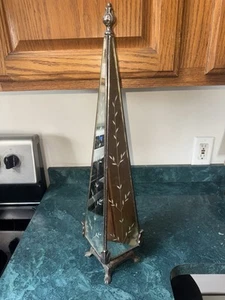 RAR Vintage Art Deco geätzter venezianischer Spiegelglas Obelisk Pyramide Prisma 1940er - Bild 1 von 10