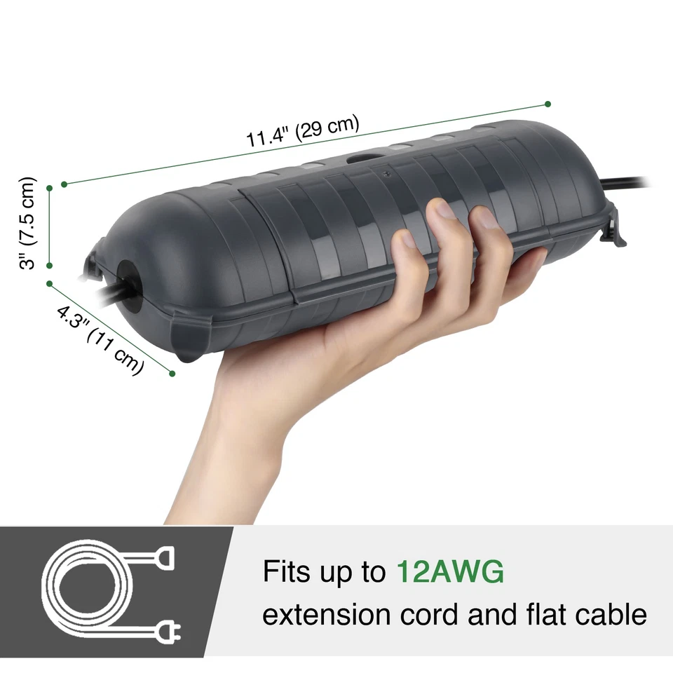 RESTMO Outdoor Extension Cords Cover, Weatherproof Extension Lead Cover, Gray - Image 1 of 4