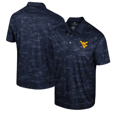 Men's Colosseum Navy West Virginia Mountaineers Daly Print Polo - Image 1 of 3