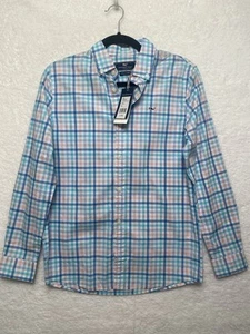 Vineyard Vines Shirt Boys Sz L 16 Plaid Blue Pink Button Long Sleeve Whale NWT - Picture 1 of 6