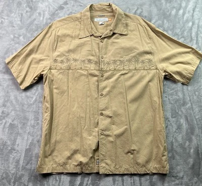 Camisa Hawaiana Quicksilver Calce Cómodo Para Hombres XL Marrón Palmeras Surf Y2K Playa Foto 1 de 4