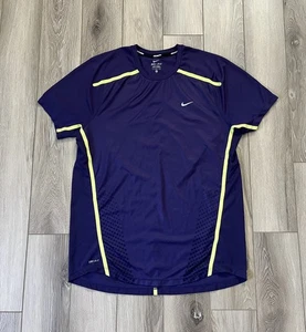 Nike Running Dri-Fit T-Shirt Mens Large Purple Stretch Swoosh Crew Neck Pullover - Picture 1 of 10
