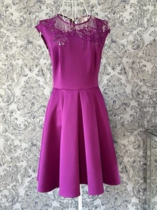 Ladies Stunning Ted Baker Plum Skater Dress (UK 8) - Size 1 - Picture 1 of 13