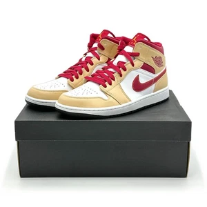 554724-201 Nike Air Jordan 1 Mid Onyx Beige Light Curry Cardinal Red - Bild 1 von 9