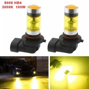 1 Pair 9006 HB4 3000K Yellow LED 100W Super Bright Fog Driving Light Bulb Kit - Picture 1 of 8