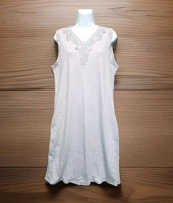 Bonito Camisón PijamaGram Midi Para Mujer Mediano 100% Algodón Sin Mangas Lila Encaje Foto 1 de 4