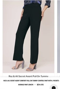 Dress Barn~Secret Agent Black Pull on Tummy Control Pants w/ L Pockets-Sz 10~NWT - Picture 1 of 5