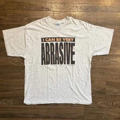 Camiseta Y2K / Vintage Años 90 1993 Norton “I Can Be Very Abrasive” Divertida Gráfica XL Gris Foto 1 de 4