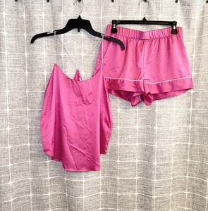Victoria’s Secret SMALL Satin Pajama Set Pink Polka Dot Cami Tank Shorts Sexy - Picture 1 of 12