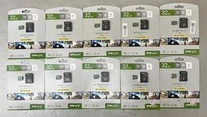 QTY 10 PNY 32GB MicroSDHC Flash Card Elite 100MB/s P-SDU32U1100EL-EFDG - Picture 1 of 3