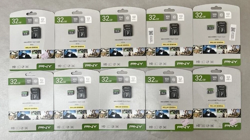 QTY 10 PNY 32GB MicroSDHC Flash Card Elite 100MB/s P-SDU32U1100EL-EFDG - Image 1 of 3
