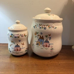 2 Vintage International China Company Heartland Stoneware Canisters Thailand EUC - Picture 1 of 18