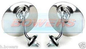 PAIR OF LUCAS STYLE CHROME ROUND EXTERIOR WING DOOR MIRROR CLASSIC CAR LH & RH - Picture 1 of 1